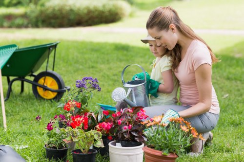 Professional patio washing equipment used on a Beddington patio